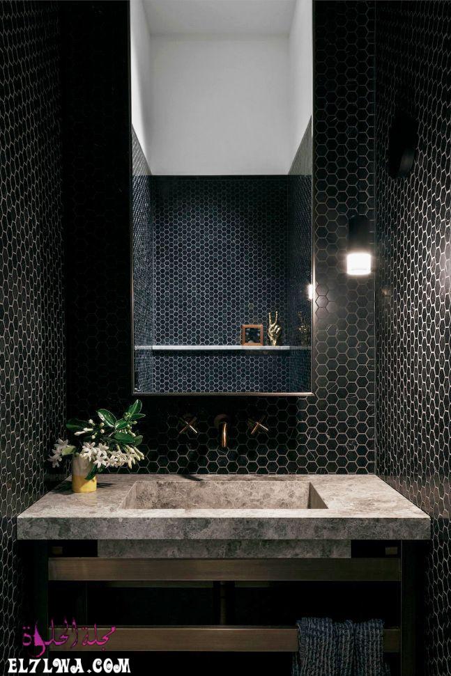 ديكور حمامات باللون الأسود