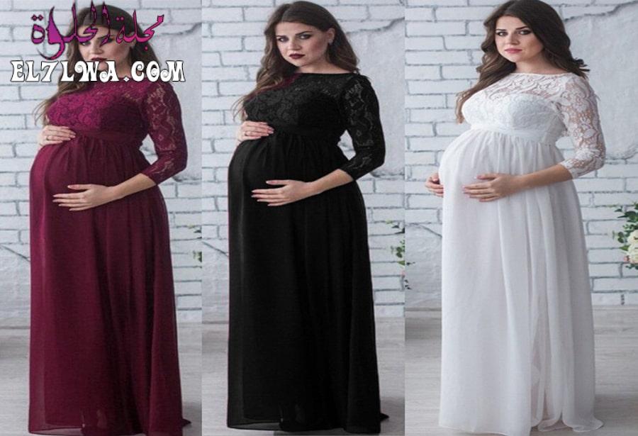 فساتين شيفون للحوامل موضة 2023