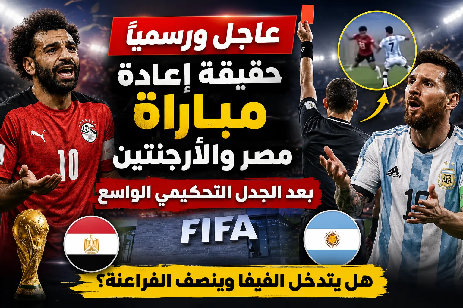 عاجل وصادم للجماهير: هل ماتش مصر والأرجنتين هيتعاد؟ كواليس قرار الفيفا النهائي واللقطة الجدلية التي هزت السوشيال ميديا!